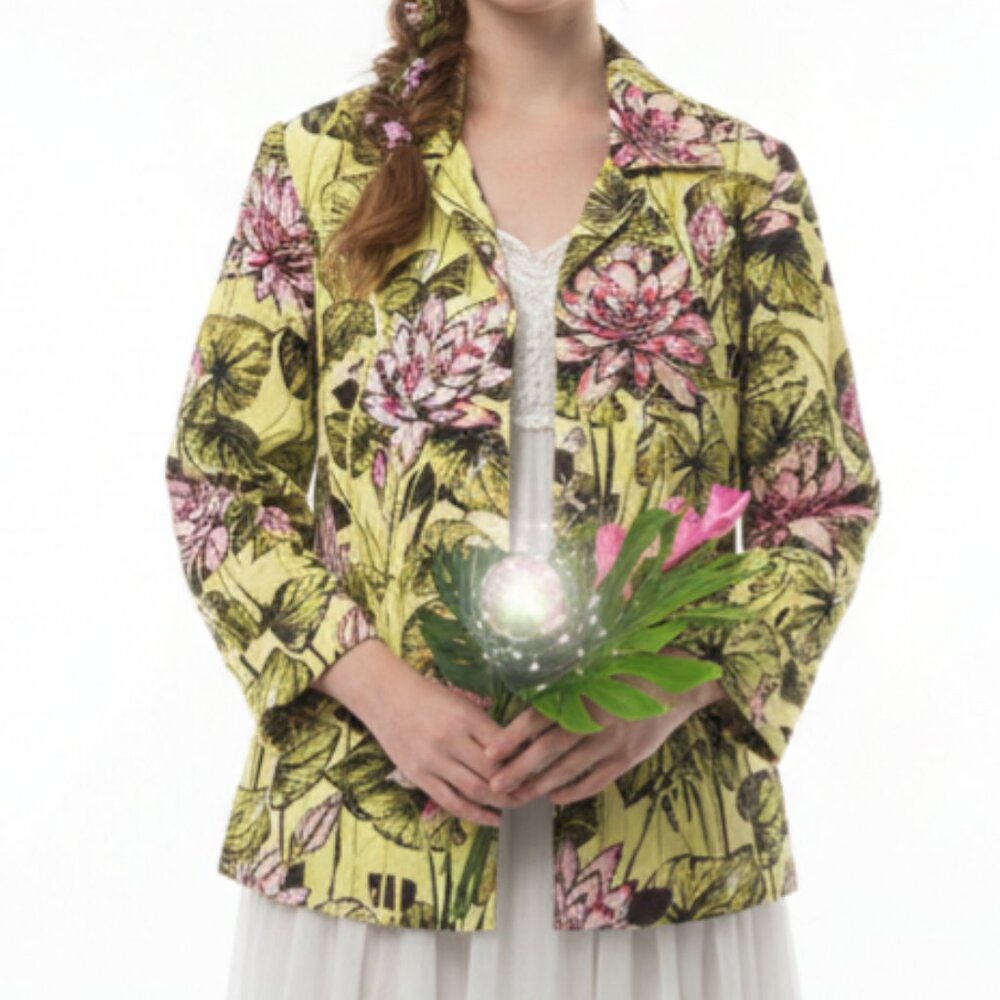 Rafael Jacket Green Pink Floral Cottage Linen Fairy Boho 16